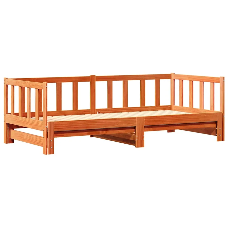 Lit Pull-out de Jour Brun cire 193,5 x 184 x 66 cm Pin massif - 4