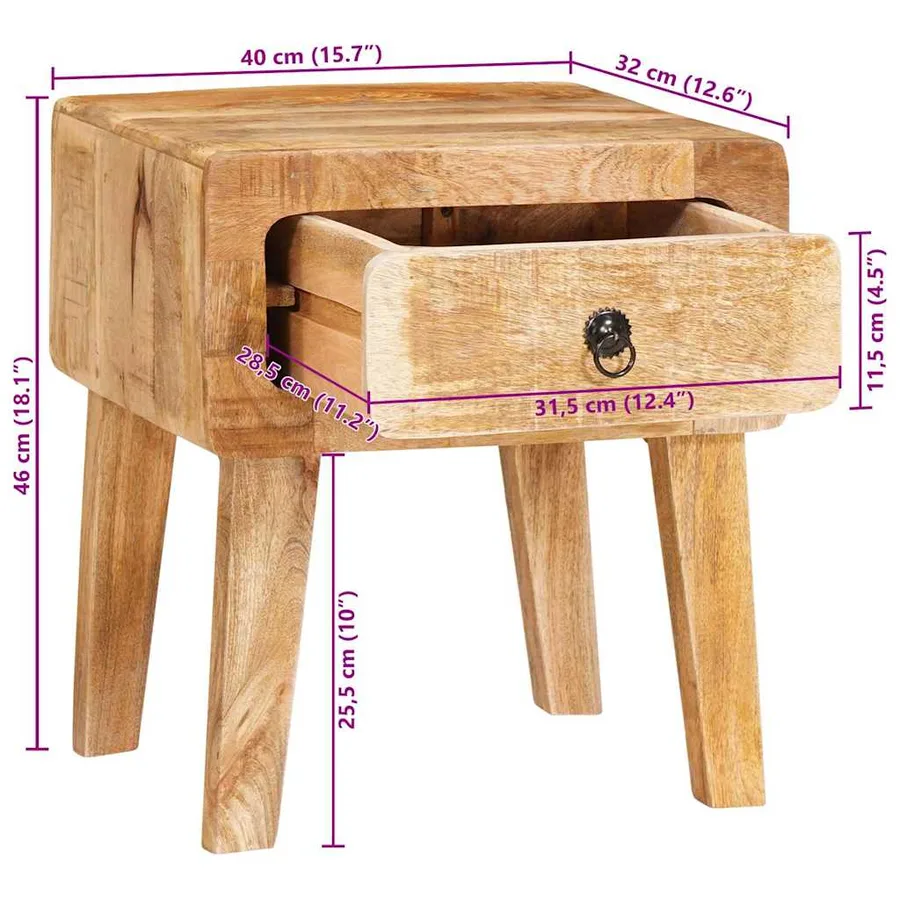 Table d'appoint Marron 40 x 32 x 46 cm Bois de mangue massif - 13