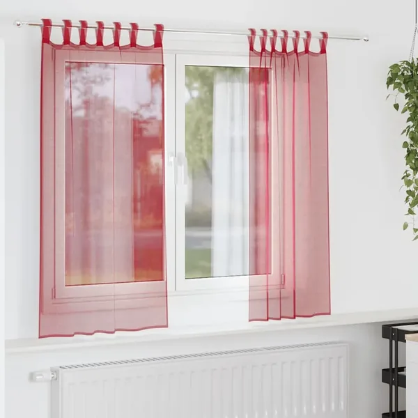 Voilages à œillets 2 pcs rouge bordeaux 140 x 175 cm