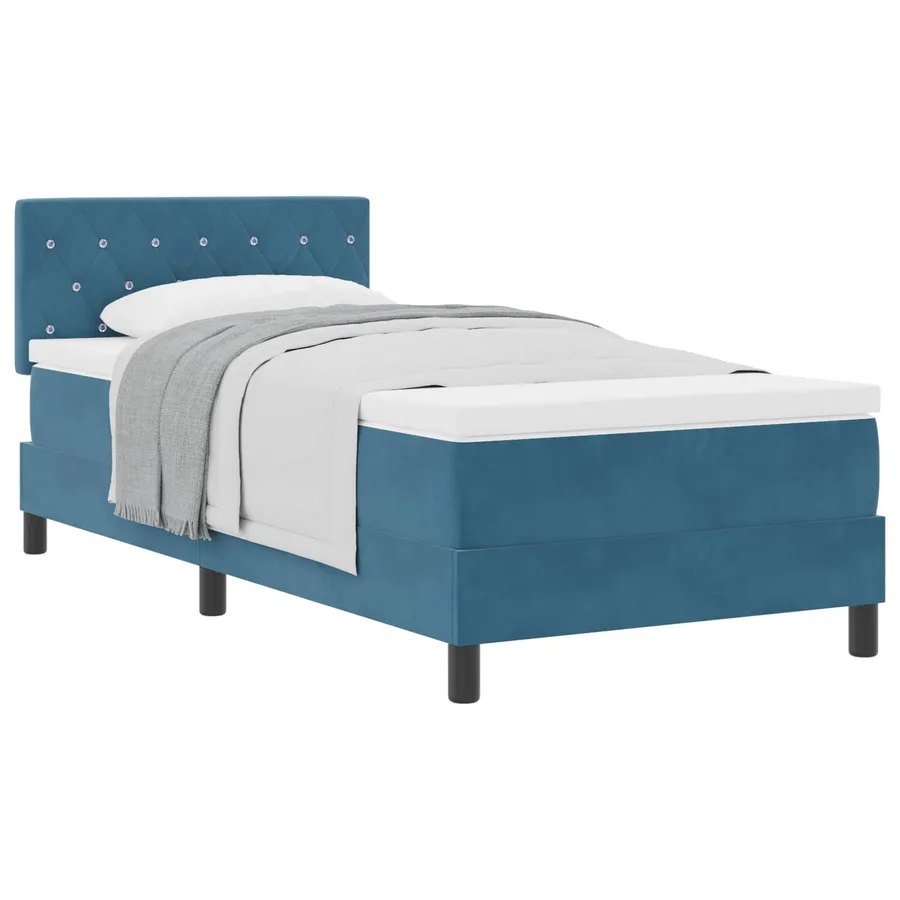 Lit à ressorts avec matelas Bleu foncé 90 x 190 cm Velours - 2