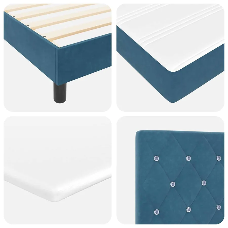 Lit à ressorts avec matelas Bleu foncé 90 x 190 cm Velours - 8