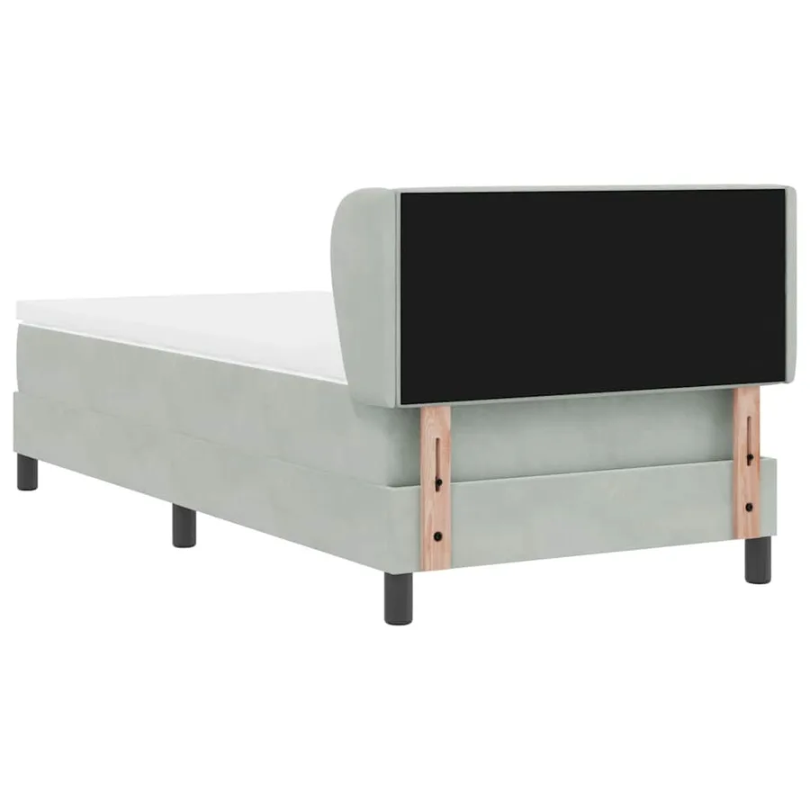 Lit à ressorts avec tête de lit Gris clair 100 x 200 cm Velours - 9