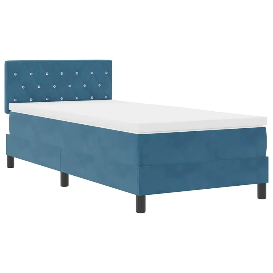 Lit à ressort LED avec matelas Bleu foncé 90 x 190 cm Velours - 2