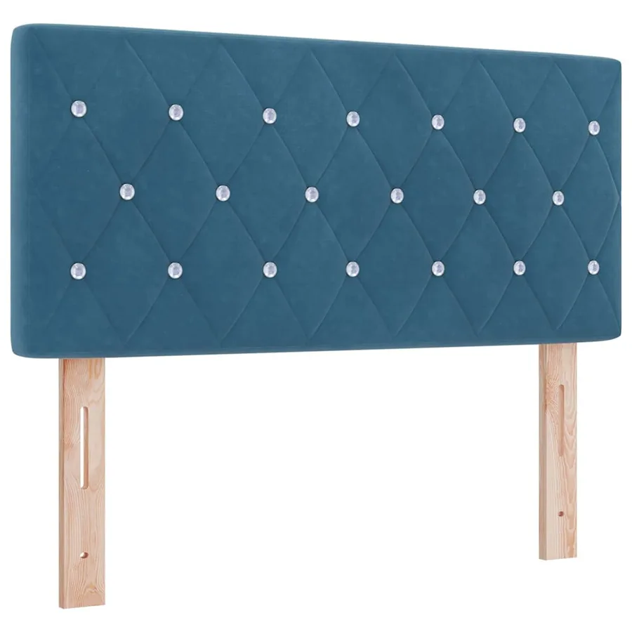 Lit à ressort LED avec matelas Bleu foncé 90 x 190 cm Velours - 7