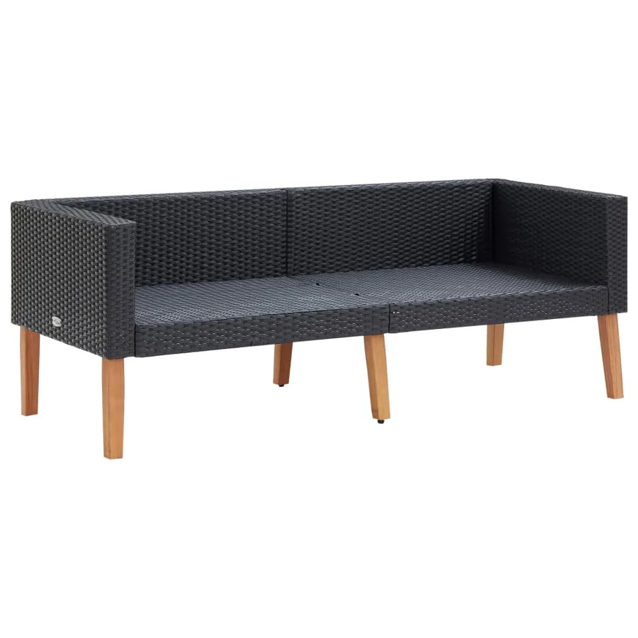 Salon de jardin 4 pcs avec coussins Résine tressée Noir - 14