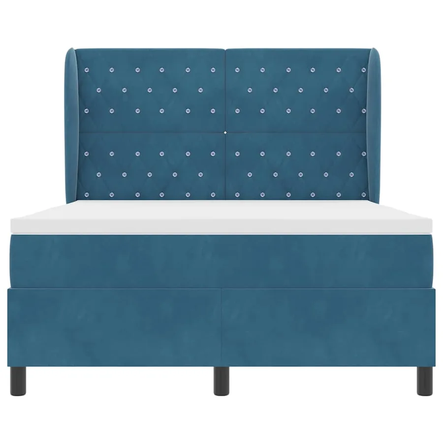Lit à ressorts avec matelas Bleu foncé 190 x 140 cm Velours - 7