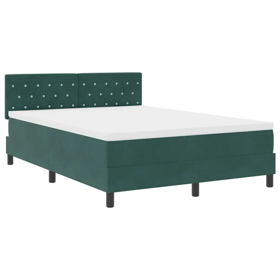 Lit à ressort LED avec matelas Vert foncé 140 x 200 cm Velours - 2