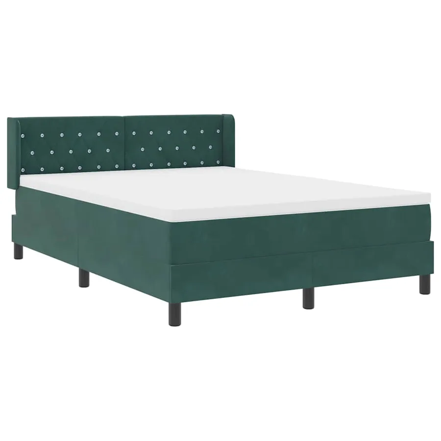 Lit à ressorts avec tête de lit Vert foncé 200 x 140 cm Velours - 5