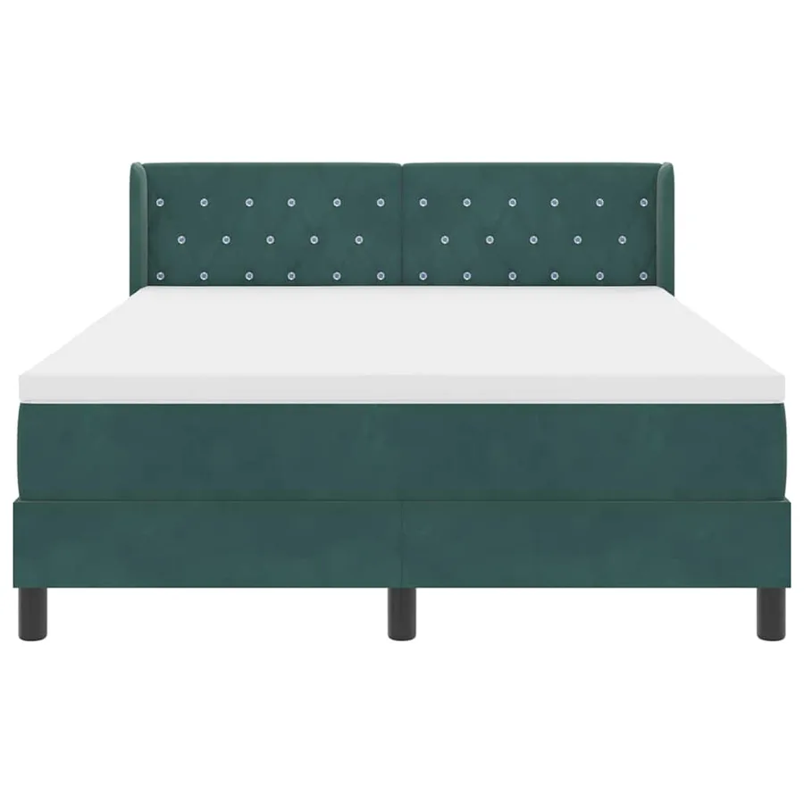 Lit à ressorts avec tête de lit Vert foncé 200 x 140 cm Velours - 6