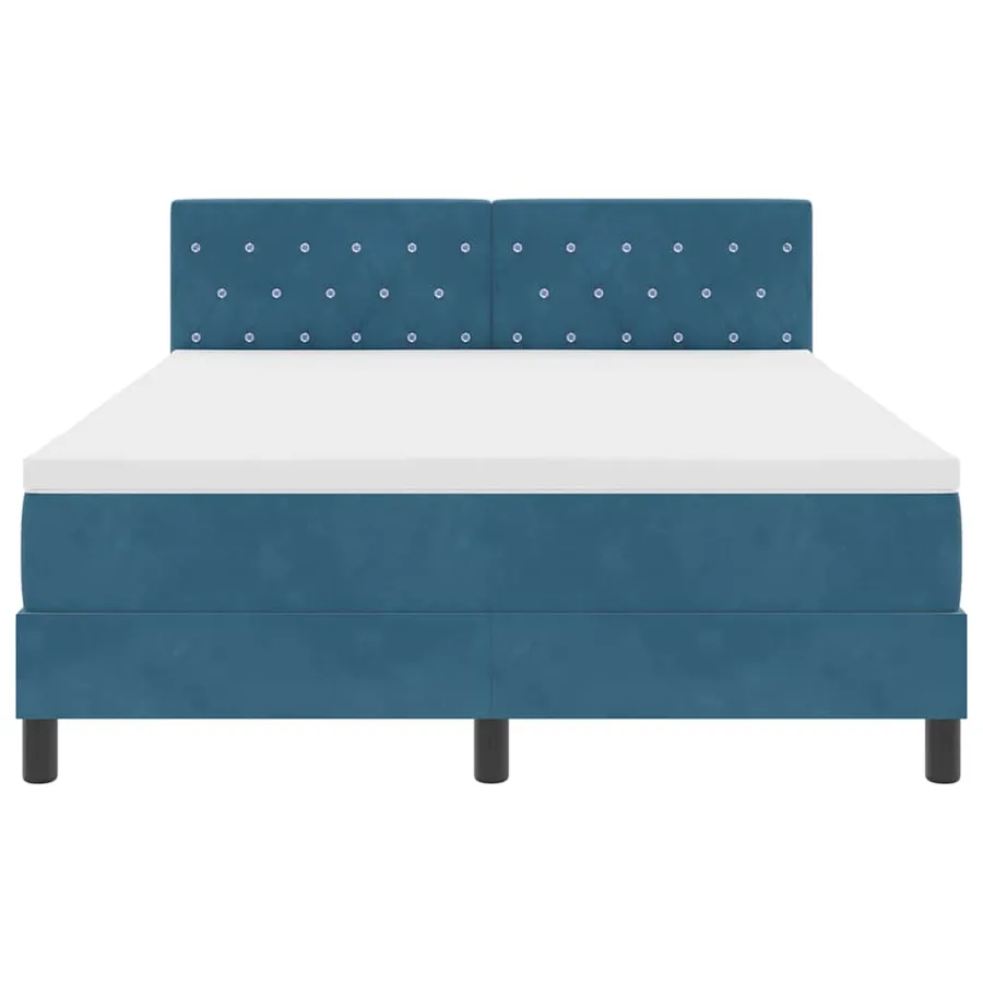 Lit à ressorts avec matelas Bleu foncé 140 x 190 cm Velours - 6