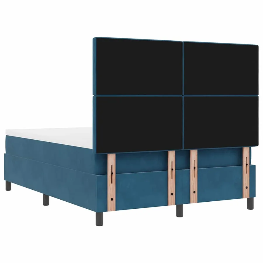 Lit à ressorts avec coussin Bleu foncé 200 x 140 cm Velours - 8