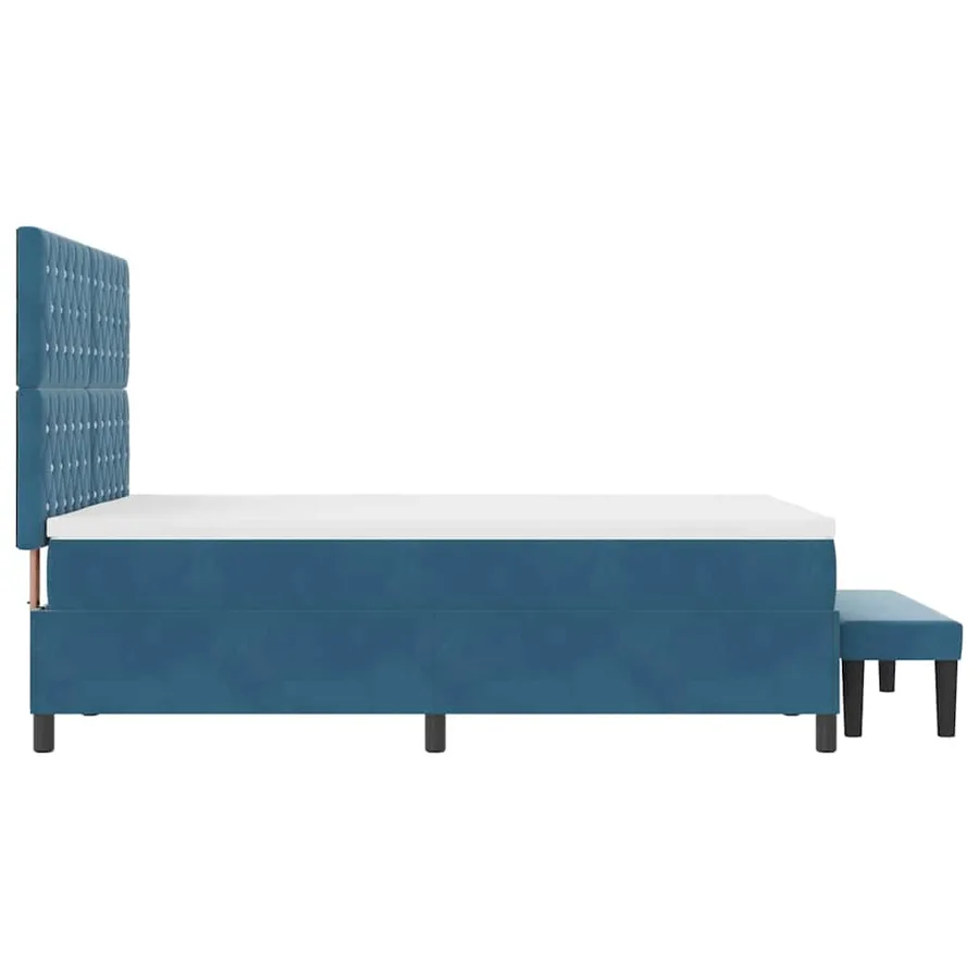 Lit à ressorts avec coussin Bleu foncé 200 x 140 cm Velours - 9
