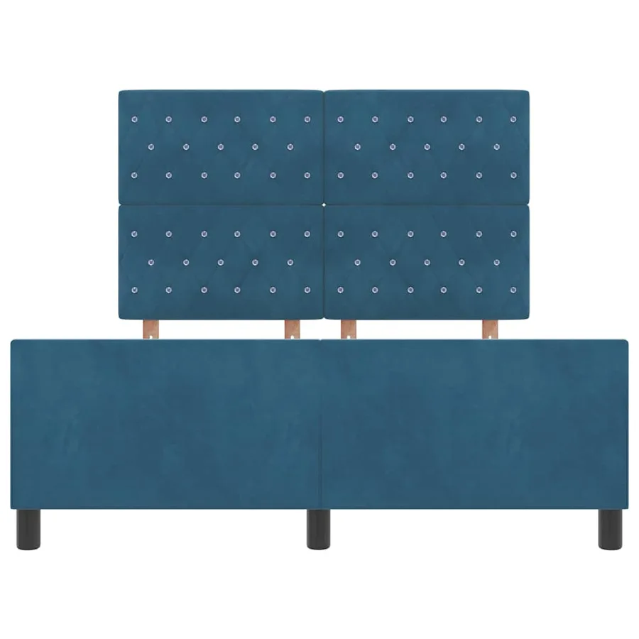 Lit à ressorts avec tête de lit Bleu foncé 140 x 190 cm Velours - 7