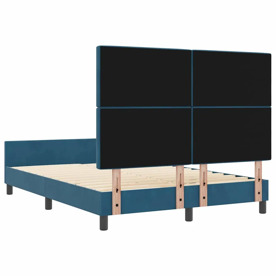 Lit à ressorts avec tête de lit Bleu foncé 140 x 190 cm Velours - 9