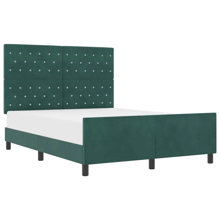 Lit à ressorts avec tête de lit Vert foncé 140 x 200 cm Velours - 2