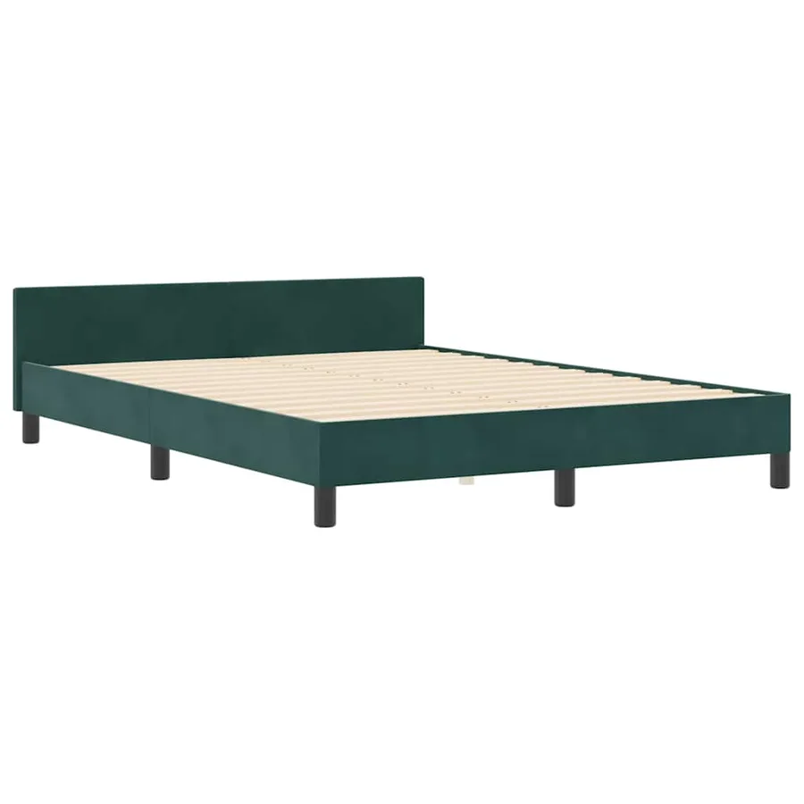 Lit à ressorts avec tête de lit Vert foncé 140 x 200 cm Velours - 4