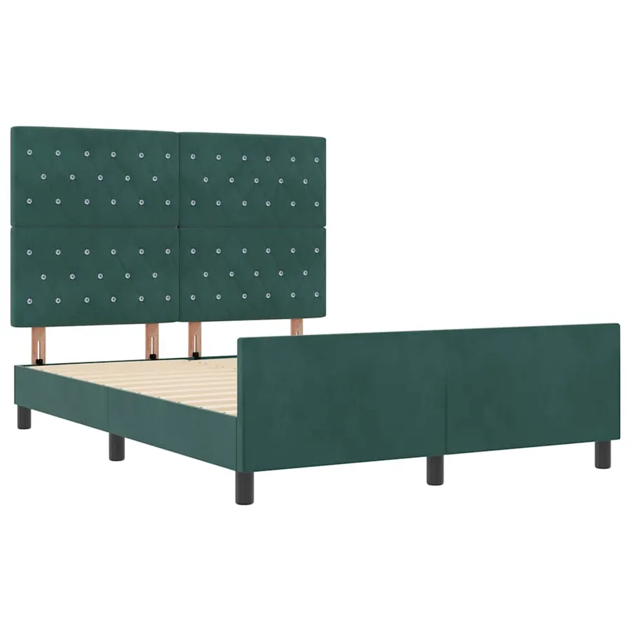 Lit à ressorts avec tête de lit Vert foncé 140 x 200 cm Velours - 5
