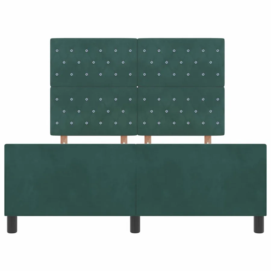 Lit à ressorts avec tête de lit Vert foncé 140 x 200 cm Velours - 7