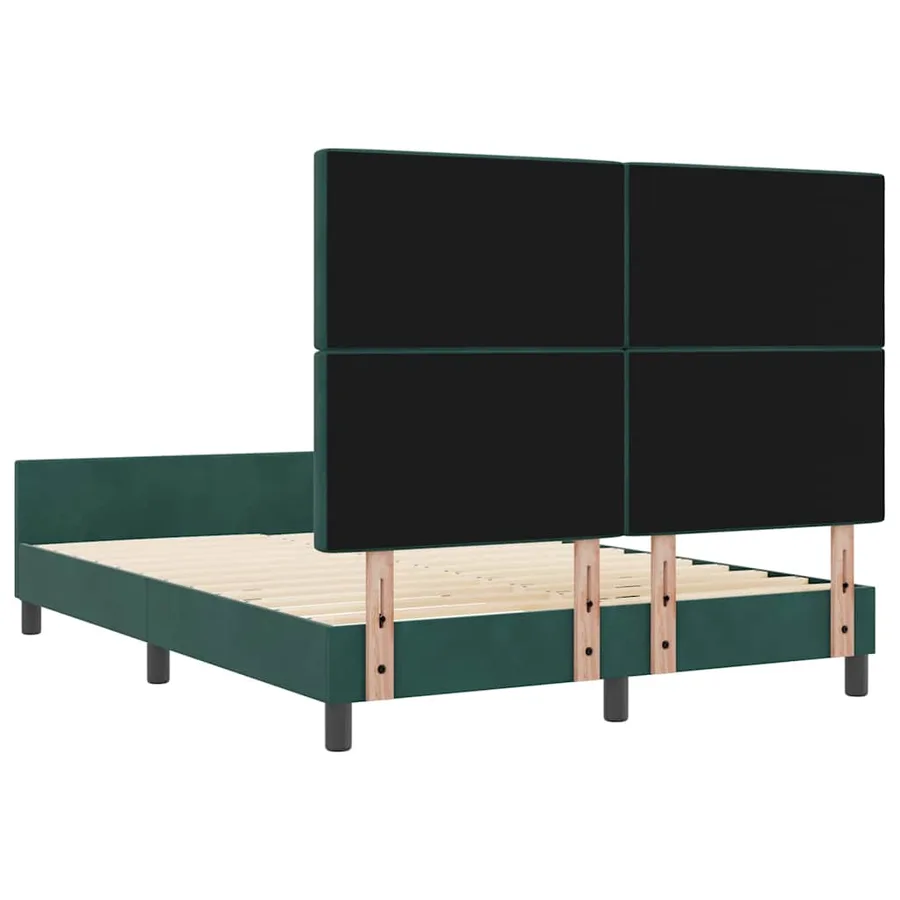 Lit à ressorts avec tête de lit Vert foncé 140 x 200 cm Velours - 9