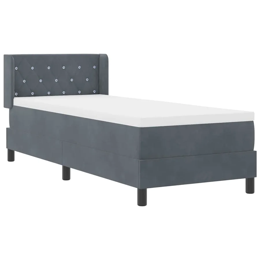 Lit à ressorts avec tête de lit Gris foncé 200 x 80 cm Velours - 6