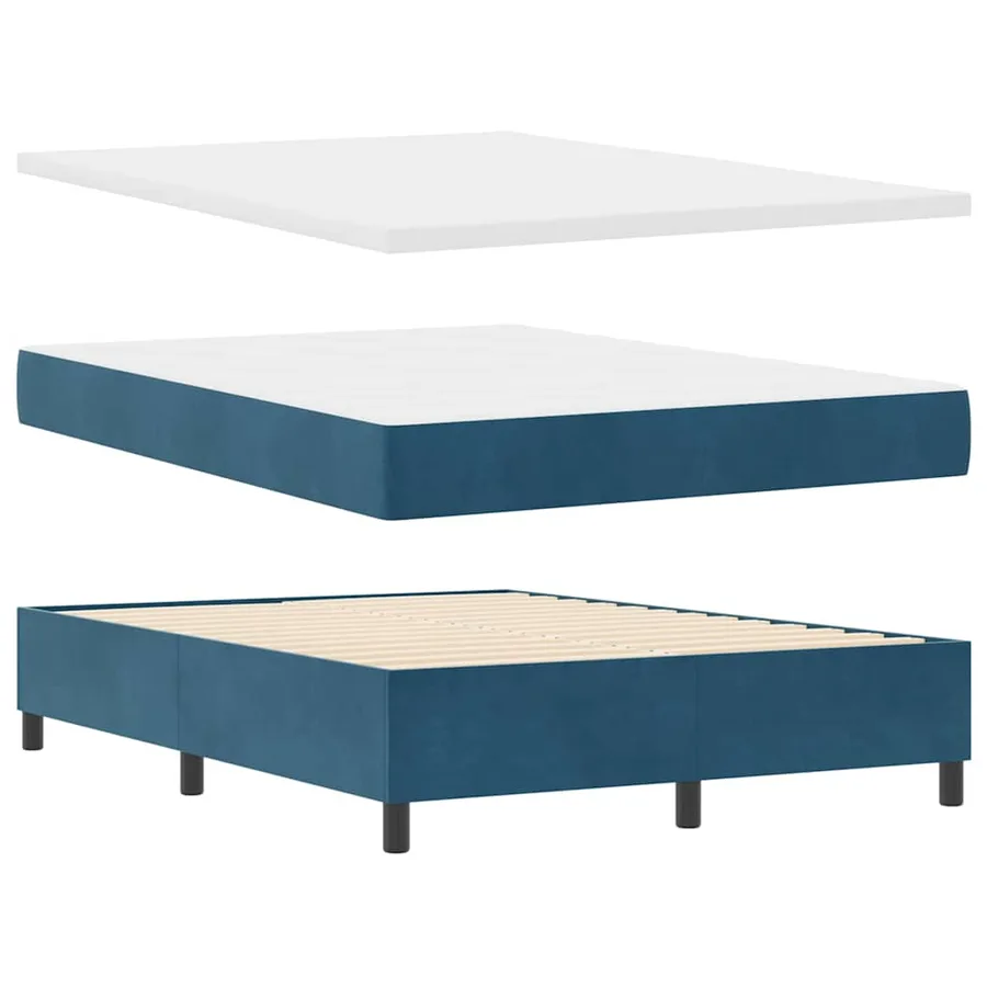 Lit à ressorts avec matelas Bleu 140 x 190 cm Velours - 5