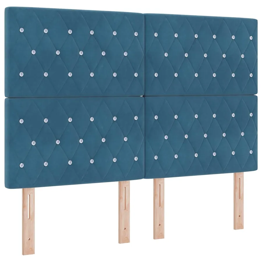 Lit à ressorts avec matelas Bleu 140 x 190 cm Velours - 6