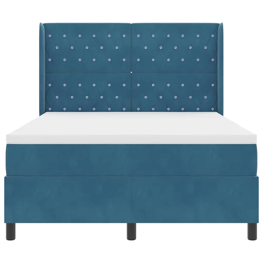 Lit à ressorts avec matelas Bleu 140 x 190 cm Velours - 7