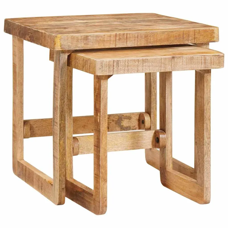 Tables gigognes 2 pcs Marron Bois de mangue massif
