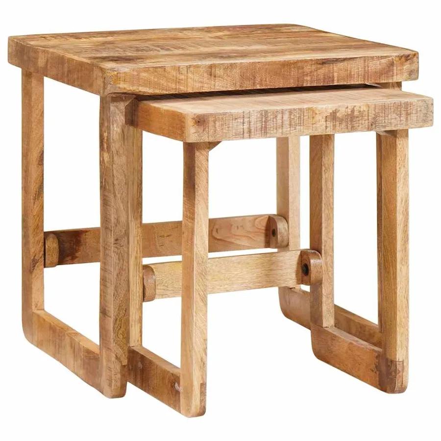 Tables gigognes 2 pcs Marron Bois de mangue massif - 2