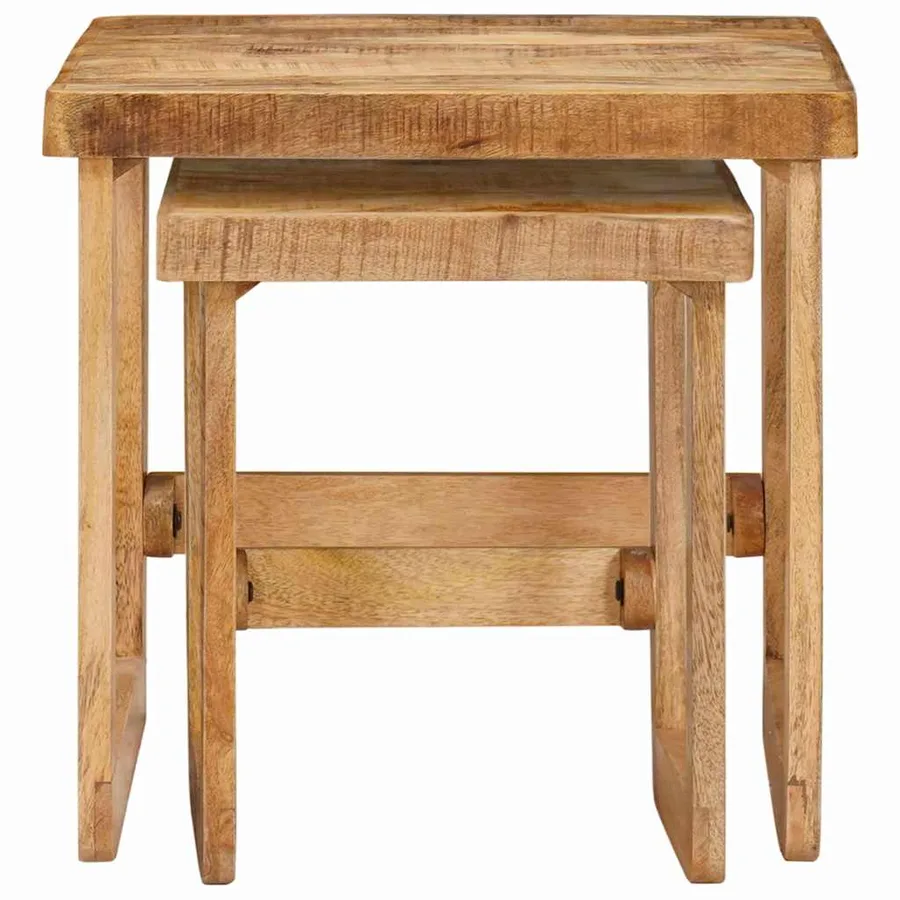Tables gigognes 2 pcs Marron Bois de mangue massif - 4