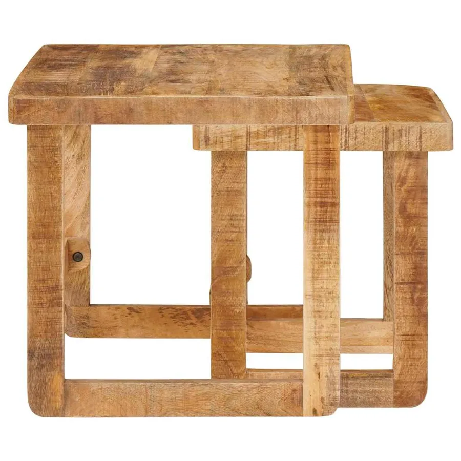 Tables gigognes 2 pcs Marron Bois de mangue massif - 5