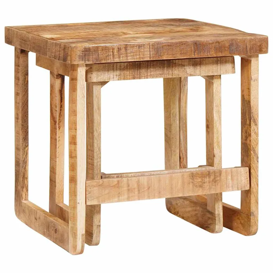 Tables gigognes 2 pcs Marron Bois de mangue massif - 6