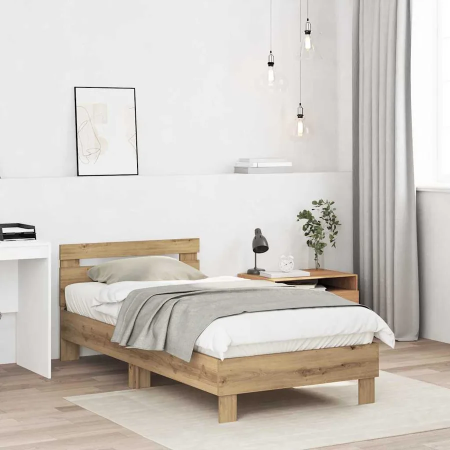 Cadre de lit Chêne artisanal 193 x 95 x 88 cm Bois d'ingénierie - 3