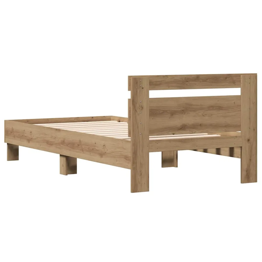 Cadre de lit Chêne artisanal 193 x 95 x 88 cm Bois d'ingénierie - 7