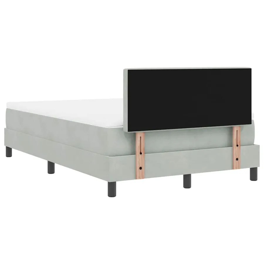 Lit à ressort LED avec matelas Gris clair 120 x 190 cm Velours - 8