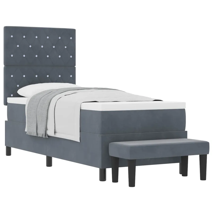 Lit à ressorts avec tête de lit Gris foncé 200 x 80 cm Velours - 2