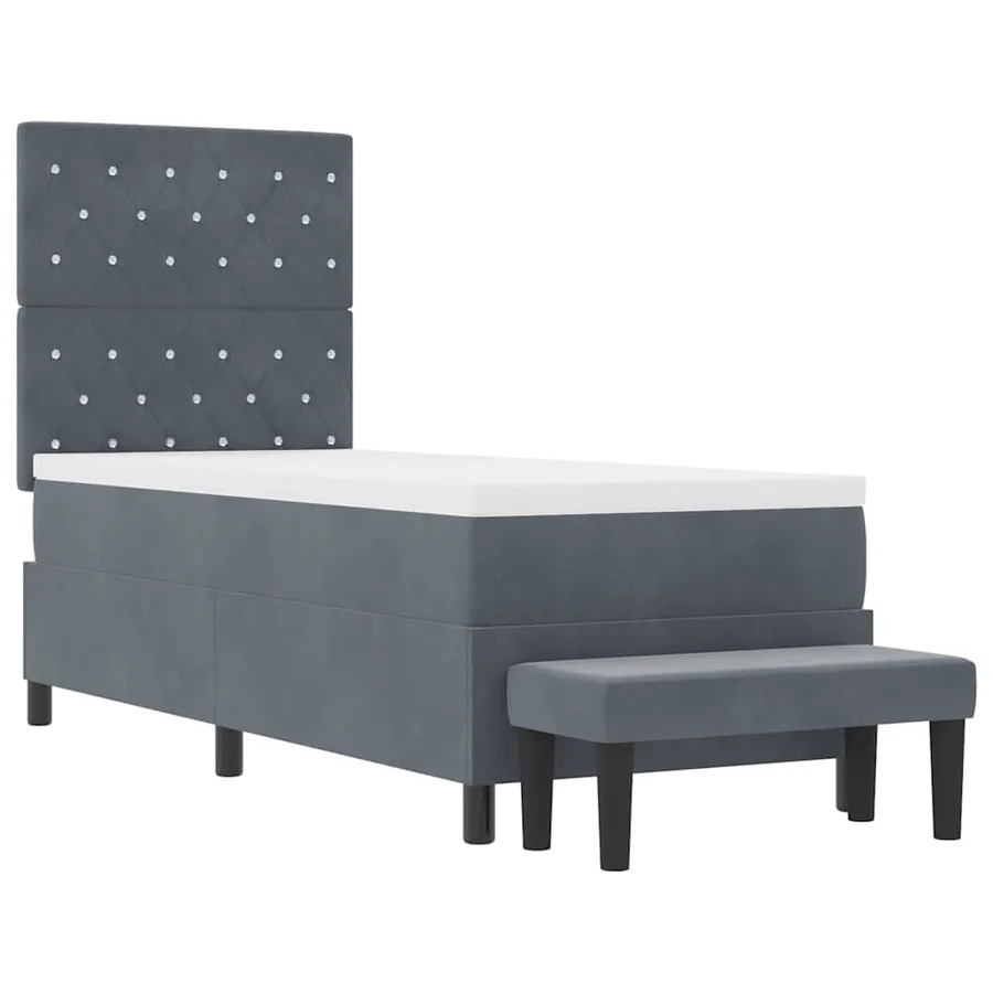 Lit à ressorts avec tête de lit Gris foncé 200 x 80 cm Velours - 5