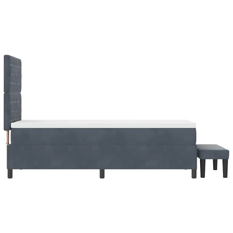 Lit à ressorts avec tête de lit Gris foncé 200 x 80 cm Velours - 9