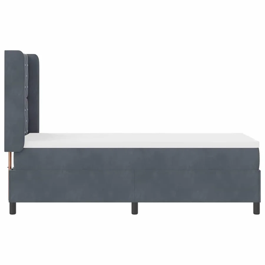 Lit à ressorts avec matelas Gris foncé 80 x 200 cm Velours - 4
