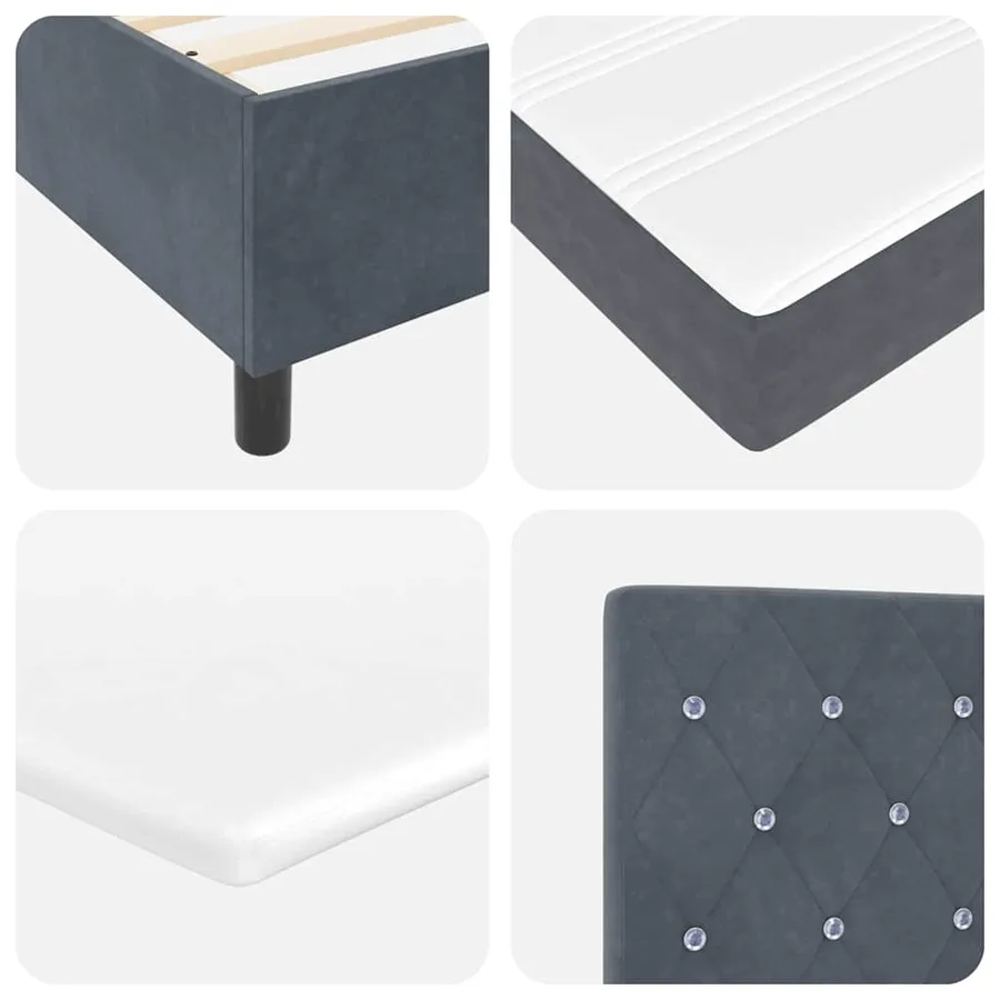 Lit à ressorts avec matelas Gris foncé 80 x 200 cm Velours - 5