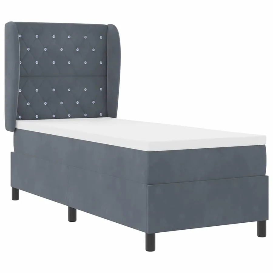 Lit à ressorts avec matelas Gris foncé 200 x 80 cm Velours - 4