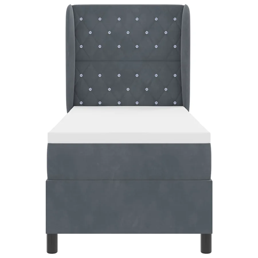 Lit à ressorts avec matelas Gris foncé 200 x 80 cm Velours - 7