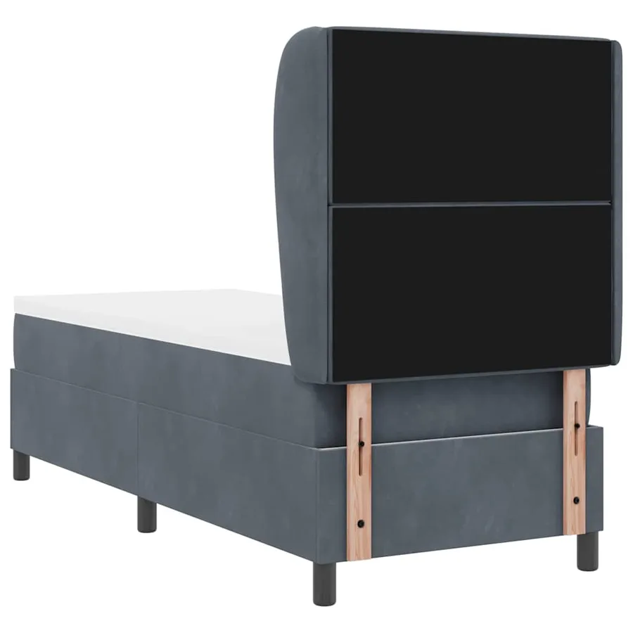 Lit à ressorts avec matelas Gris foncé 200 x 80 cm Velours - 9