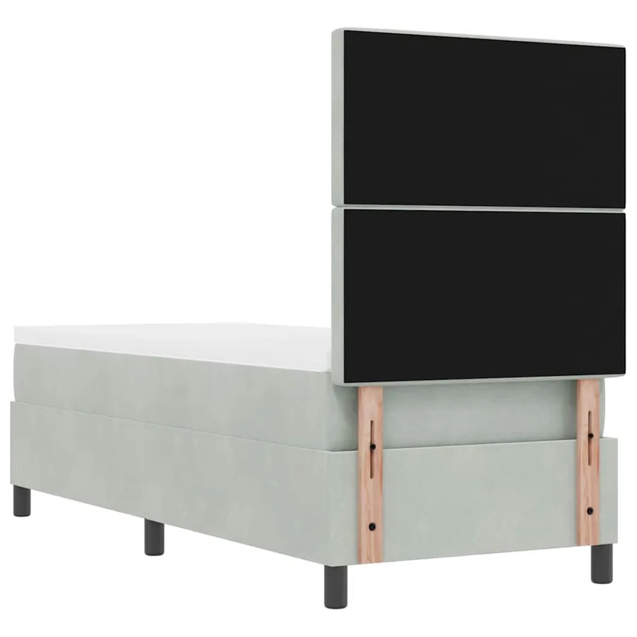 Lit à ressorts avec matelas Gris clair 80 x 200 cm Velours - 9