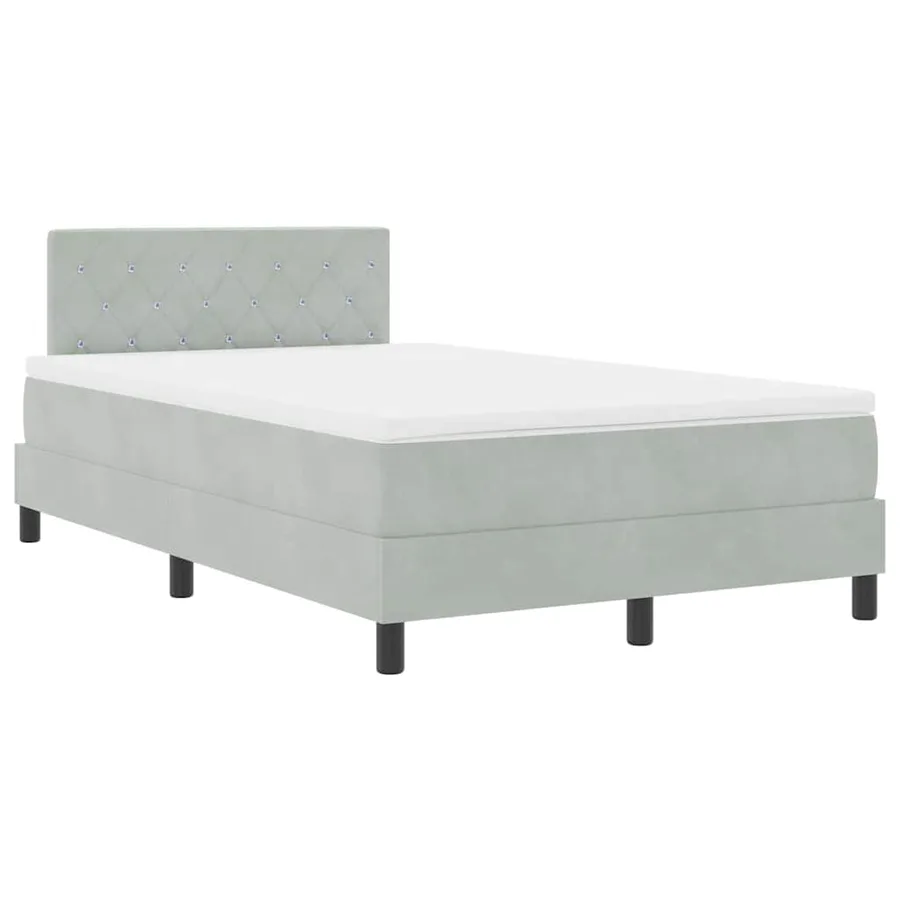Lit à ressorts avec matelas Gris clair 120 x 190 cm Velours - 2