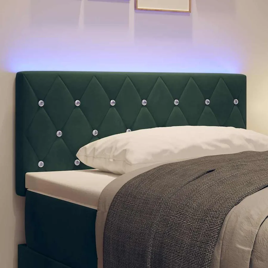Tête de lit LED avec bandes LED Vert foncé 100 cm Velours - 4