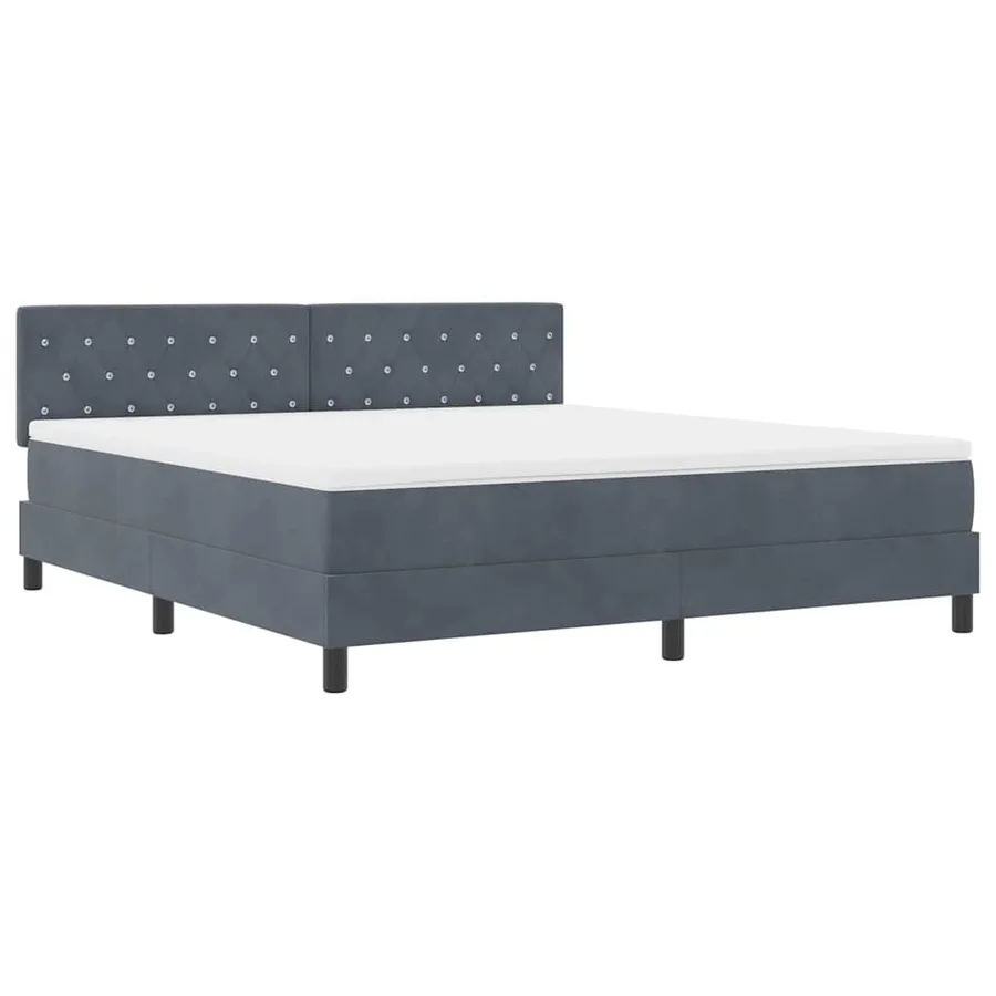 Lit à ressort LED avec matelas Gris foncé 180 x 200 cm Velours - 2