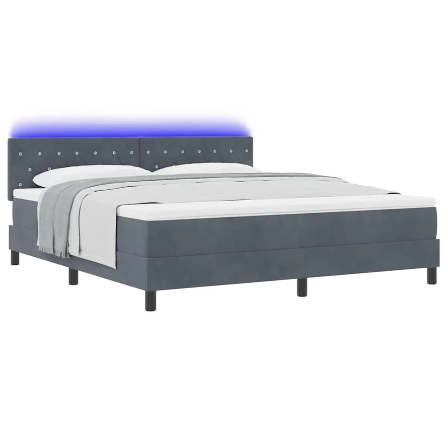 Lit à ressort LED avec matelas Gris foncé 180 x 200 cm Velours - 3