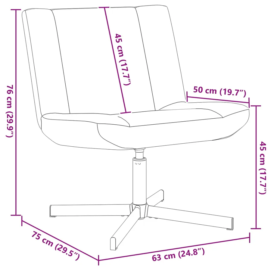 Chaise pivotante Noir 63 x 75 x 76 cm Peau de mouton - 7