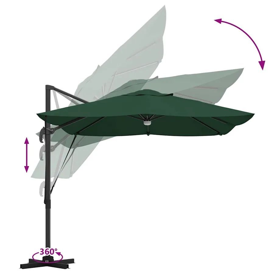Parasol Vert 351 x 250 x 253 cm Polyester et Aluminium - 13